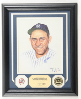 Yogi Berra Signed Yankees Custom Framed Matted Art Print Display (Highland Mint) at PristineAuction.com