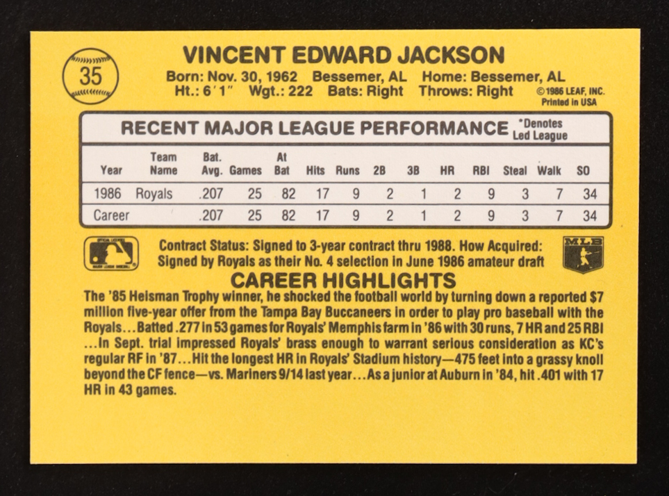 Bo Jackson 1987 Donruss #35 RC at PristineAuction.com Bo Jackson 1987 Donruss #35 RC at PristineAuction.com