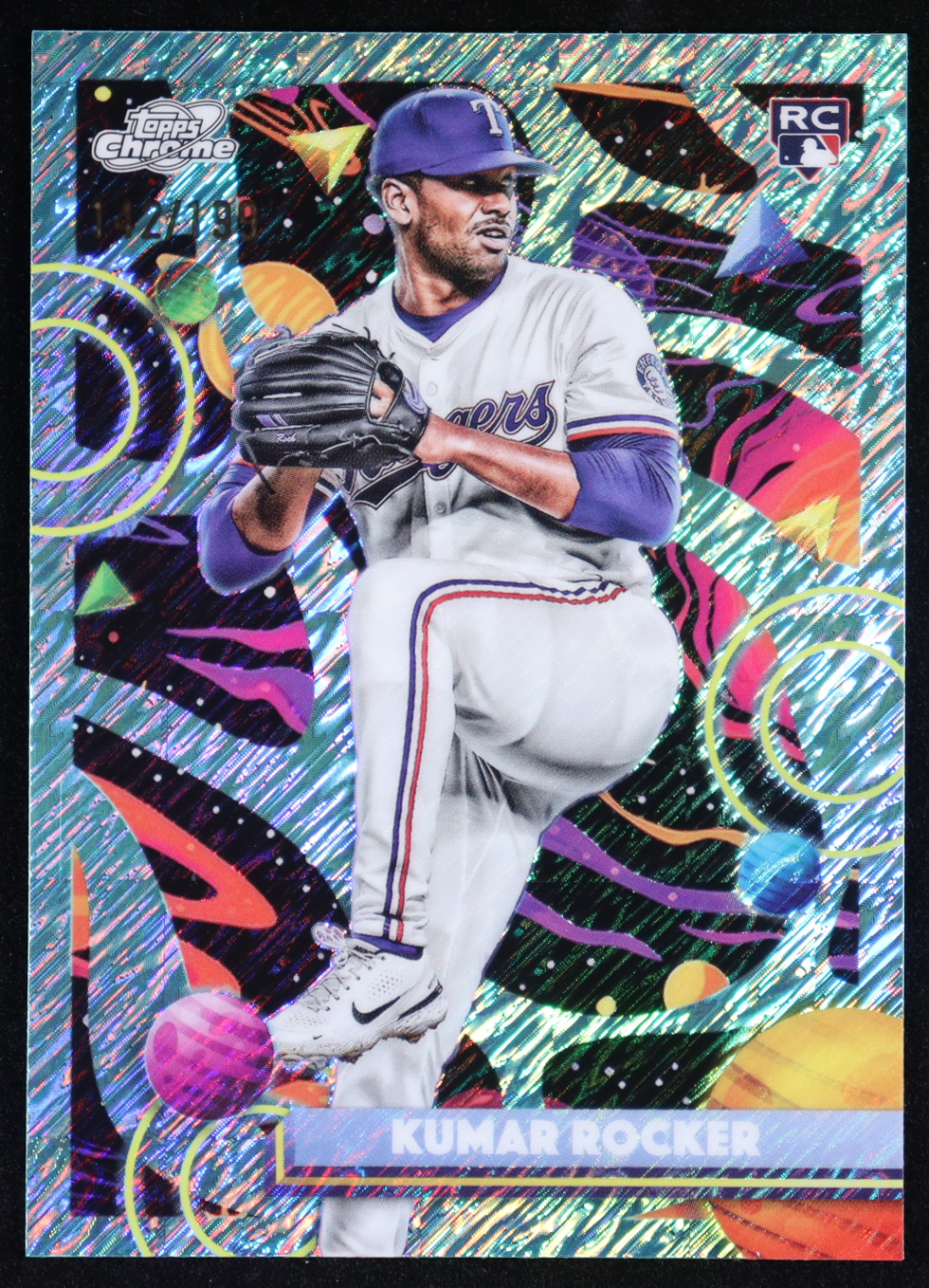 Kumar Rocker 2025 Cosmic Chrome Aqua Equinox Refractors #120 RC #142/199 at PristineAuction.com Kumar Rocker 2025 Cosmic Chrome Aqua Equinox Refractors #120 RC #142/199 at PristineAuction.com