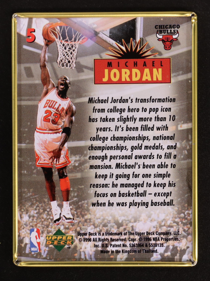 Michael Jordan 1996 Upper Deck Jordan Metal Red Black #5 at PristineAuction.com Michael Jordan 1996 Upper Deck Jordan Metal Red Black #5 at PristineAuction.com