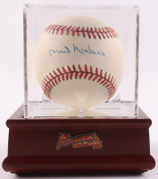 Phil Niekro Signed ONL Baseball in Display Case with Braves Logo Pin (PSA) at PristineAuction.com
