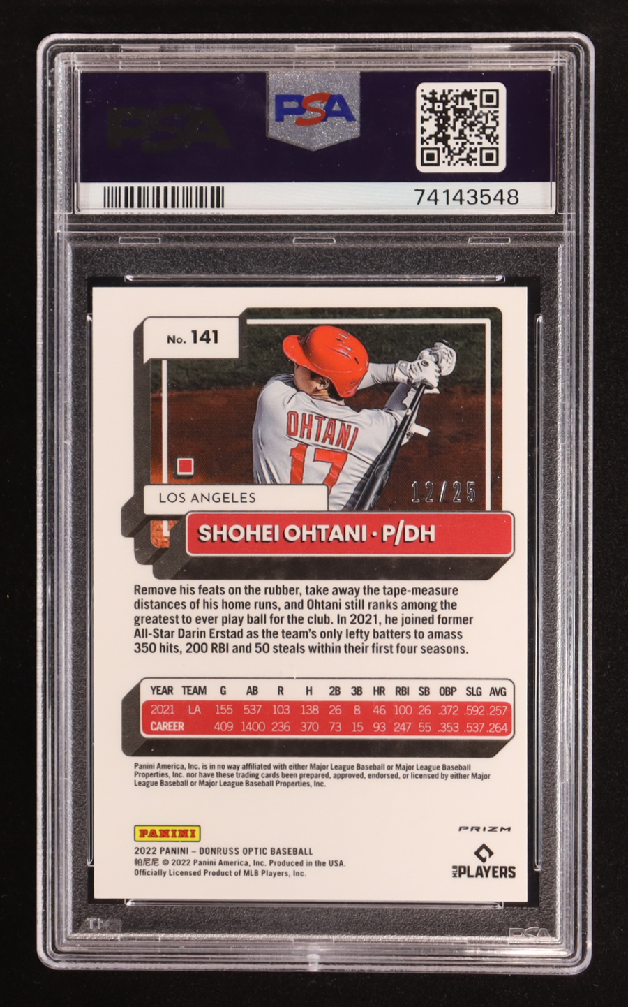 Shohei Ohtani 2022 Donruss Liberty #147 #12/25 (PSA 10) at PristineAuction.com Shohei Ohtani 2022 Donruss Liberty #147 #12/25 (PSA 10) at PristineAuction.com