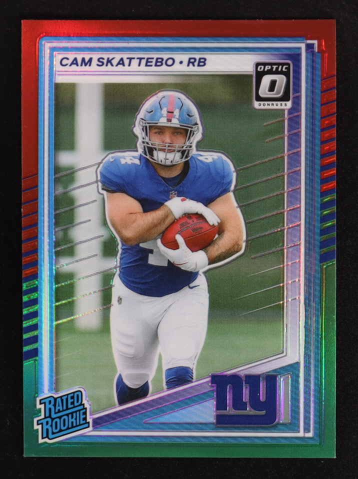 Cam Skattebo 2025 Donruss Optic Rated Rookies Preview Red and Green #302 RC at PristineAuction.com Cam Skattebo 2025 Donruss Optic Rated Rookies Preview Red and Green #302 RC at PristineAuction.com