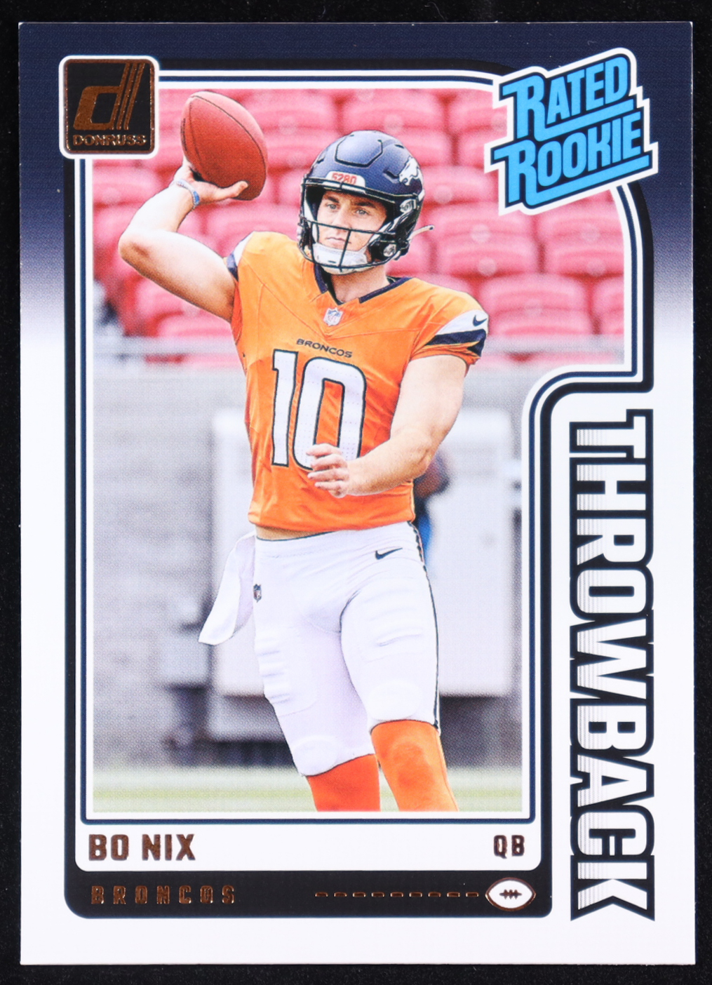 Bo Nix 2024 Donruss Rated Rookies Throwback #46 RC at PristineAuction.com Bo Nix 2024 Donruss Rated Rookies Throwback #46 RC at PristineAuction.com