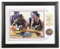 Karl Malone & John Stockton Jazz Custom Framed Matted Photo Display at PristineAuction.com