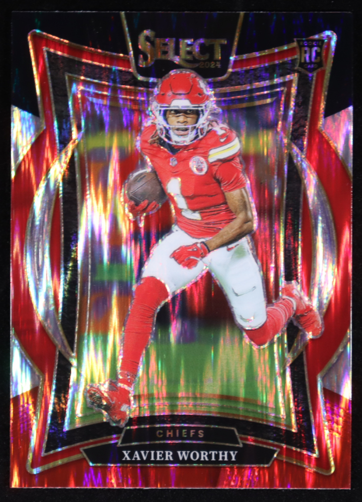 Xavier Worthy 2024 Panini Select Concourse Black & Red Shock Prizm #32 RC