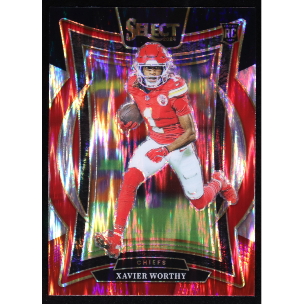 Xavier Worthy 2024 Panini Select Concourse Black & Red Shock Prizm #32 RC at PristineAuction.com