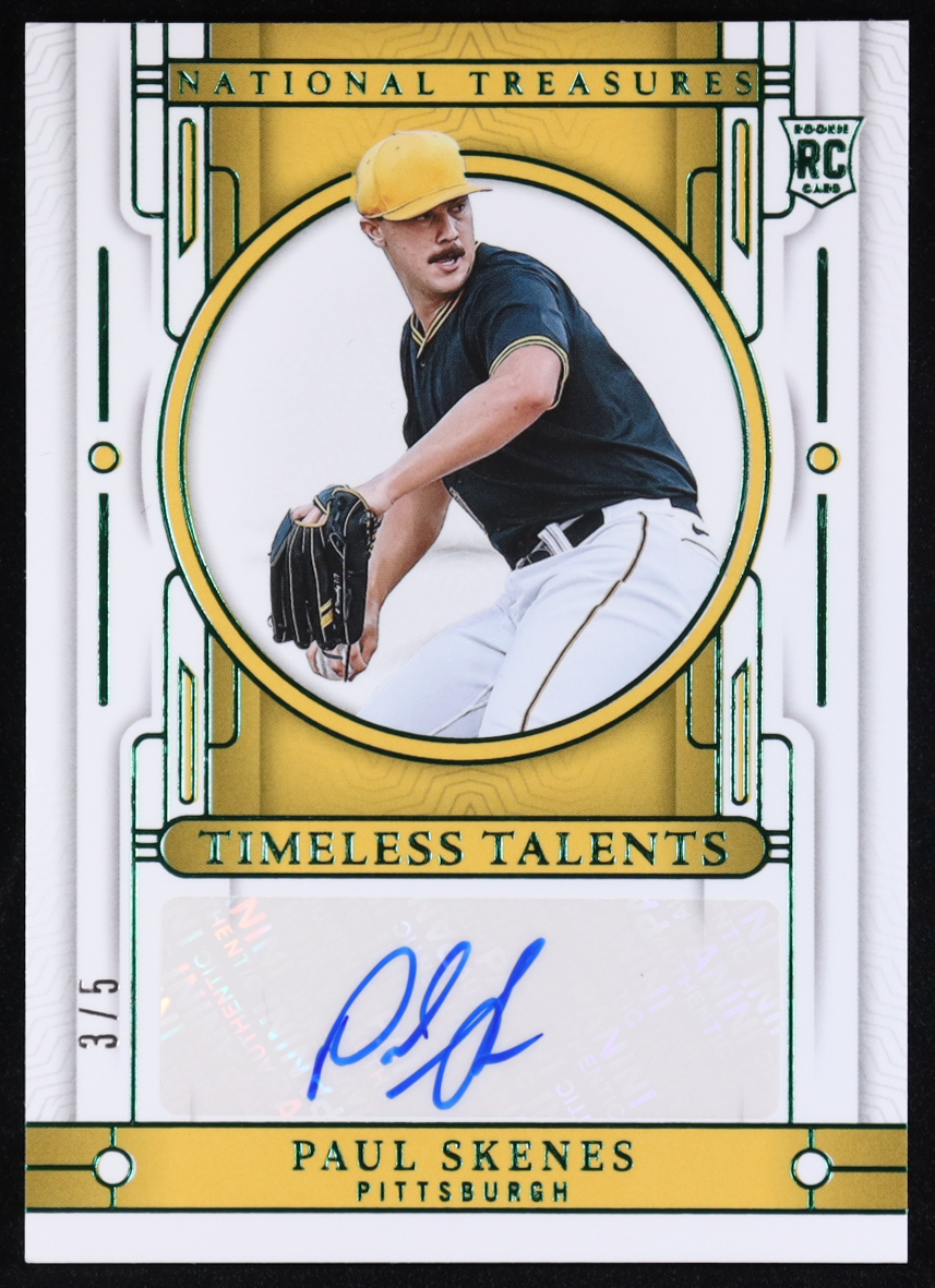 Paul Skenes 2024 Panini National Treasures Timeless Talents Signatures Emerald #5 RC #3/5 at PristineAuction.com Paul Skenes 2024 Panini National Treasures Timeless Talents Signatures Emerald #5 RC #3/5 at PristineAuction.com