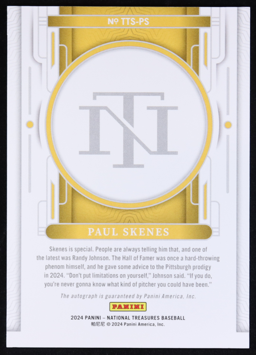 Paul Skenes 2024 Panini National Treasures Timeless Talents Signatures Emerald #5 RC #3/5 at PristineAuction.com Paul Skenes 2024 Panini National Treasures Timeless Talents Signatures Emerald #5 RC #3/5 at PristineAuction.com