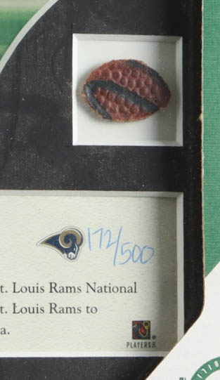 Kurt Warner LE Rams Custom Framed Photo Display with Game-Used Football Piece (UDA) at PristineAuction.com Kurt Warner LE Rams Custom Framed Photo Display with Game-Used Football Piece (UDA) at PristineAuction.com
