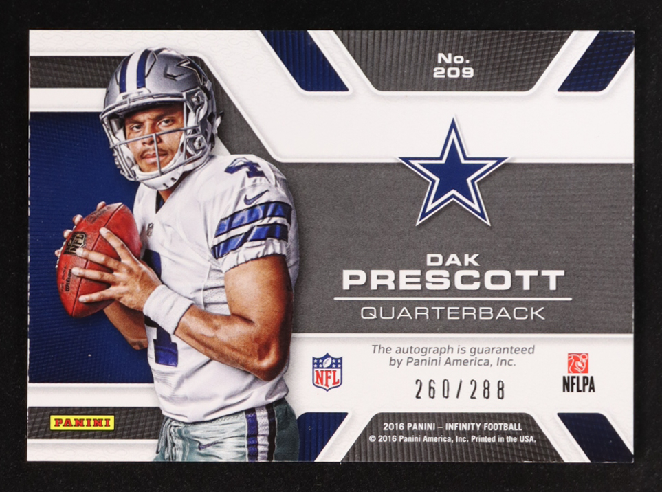 Dak Prescott 2016 Panini Infinity Autograph #209 #260/288 RC at PristineAuction.com Dak Prescott 2016 Panini Infinity Autograph #209 #260/288 RC at PristineAuction.com
