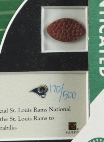 Kurt Warner LE Rams Custom Framed Photo Display with Game-Used Football Piece (UDA) at PristineAuction.com Kurt Warner LE Rams Custom Framed Photo Display with Game-Used Football Piece (UDA) at PristineAuction.com