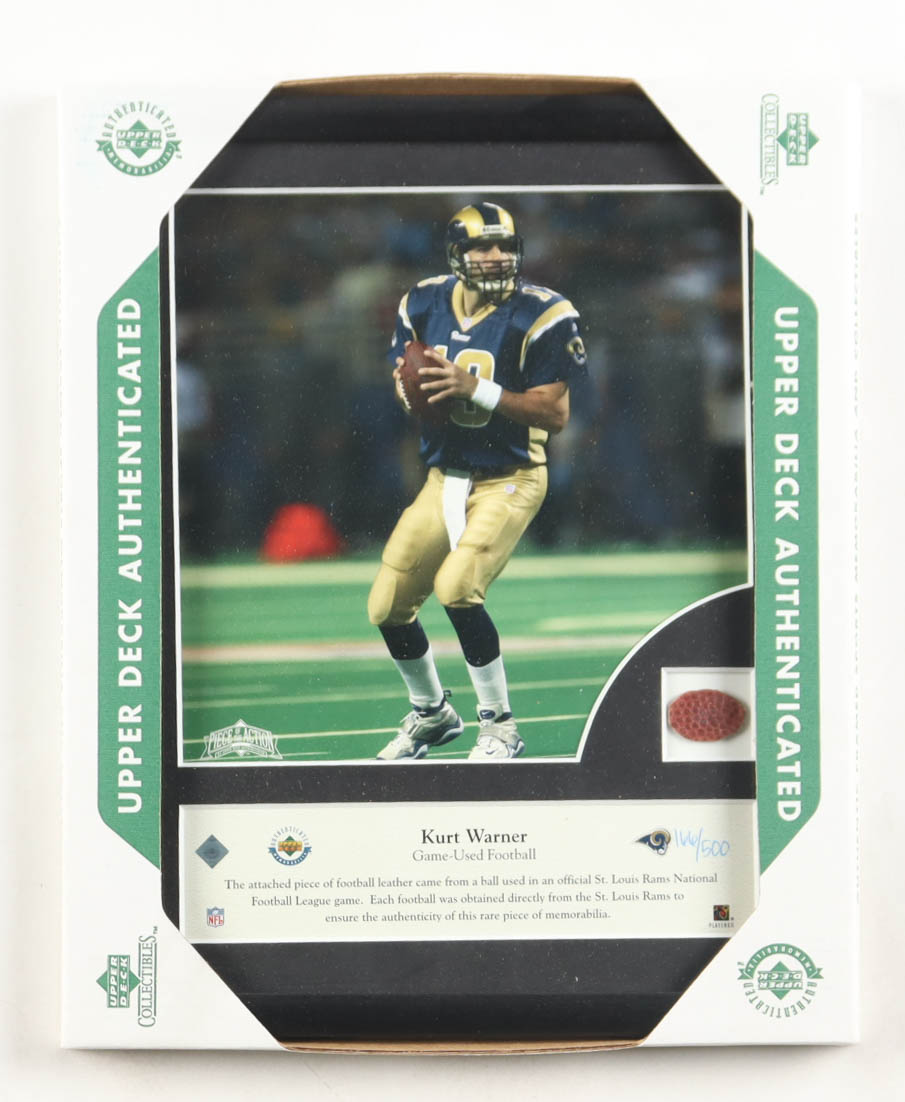 Kurt Warner LE Rams Custom Framed Photo Display with Game-Used Football Piece (UDA) at PristineAuction.com Kurt Warner LE Rams Custom Framed Photo Display with Game-Used Football Piece (UDA) at PristineAuction.com