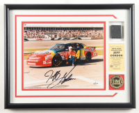 Jeff Gordon Signed NASCAR Custom Framed Photo Display with Race-Used Tire Piece (Highland Mint) at PristineAuction.com