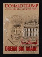 Donald Trump 2021 Merrick Mint Dream Big Again! 2024 Red Signature Series 23Kt Gold Card #1452 at PristineAuction.com