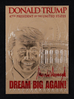 Donald Trump 2021 Merrick Mint Dream Big Again! 2024 Red Signature Series 23Kt Gold Card #1452 at PristineAuction.com