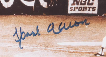 Hank Aaron Signed Braves Custom Framed Matted Photo Display with Game-Used Bat Piece (Highland Mint) at PristineAuction.com Hank Aaron Signed Braves Custom Framed Matted Photo Display with Game-Used Bat Piece (Highland Mint) at PristineAuction.com