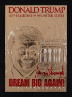 Donald Trump 2021 Merrick Mint Dream Big Again! 2024 Red Signature Series 23Kt Gold Card #1452 at PristineAuction.com