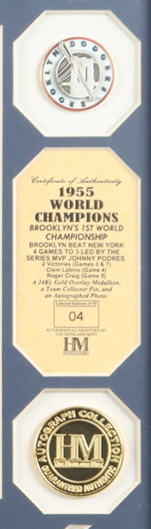 Johnny Podres, Clem Labine, & Roger Craig Signed Dodgers Custom Framed Matted Photo Display (Highland Mint) at PristineAuction.com Johnny Podres, Clem Labine, & Roger Craig Signed Dodgers Custom Framed Matted Photo Display (Highland Mint) at PristineAuction.com