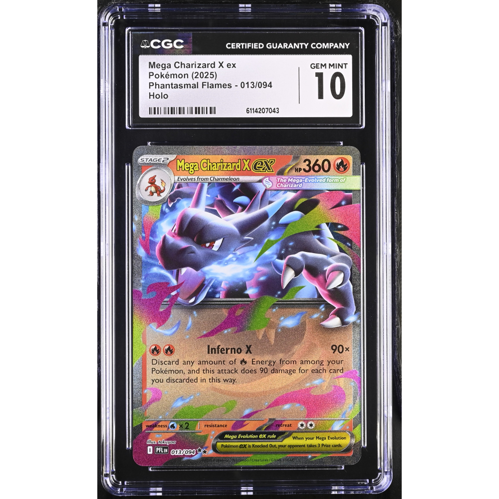 Mega Charizard X Ex 2025 Pokemon Phantasmal Flames Holo #013/094 (CGC 10) at PristineAuction.com