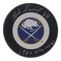Bob Sauve Signed Sabres Logo Hockey Puck Inscribed "1980 Vezina" (Beckett & AJSW) at PristineAuction.com