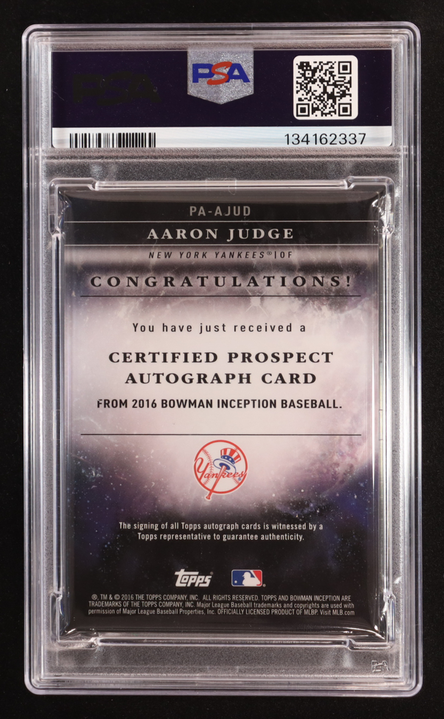 Aaron Judge 2016 Bowman Inception Prospect Autographs #PAAJUD RC (PSA Authentic | Autograph Graded 10) at PristineAuction.com Aaron Judge 2016 Bowman Inception Prospect Autographs #PAAJUD RC (PSA Authentic | Autograph Graded 10) at PristineAuction.com