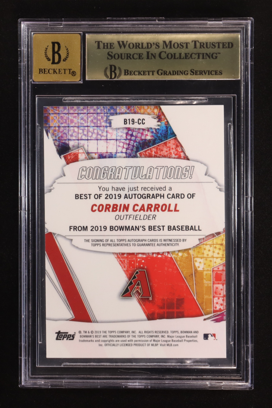 Corbin Carroll 2019 Bowman's Best Best of '19 Autographs #B19CC RC (BGS 9.5 | Autograph Graded BGS 10) at PristineAuction.com Corbin Carroll 2019 Bowman's Best Best of '19 Autographs #B19CC RC (BGS 9.5 | Autograph Graded BGS 10) at PristineAuction.com