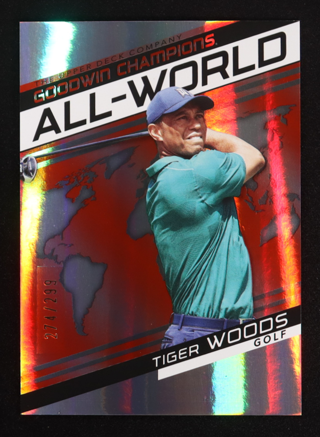 Tiger Woods 2022 Upper Deck Goodwin Champions All-World Red #AW7 #274/299 at PristineAuction.com Tiger Woods 2022 Upper Deck Goodwin Champions All-World Red #AW7 #274/299 at PristineAuction.com