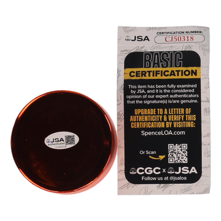 Scott Niedermayer Signed Ducks Logo Hockey Puck Inscribed "HOF '13" (JSA) at PristineAuction.com Scott Niedermayer Signed Ducks Logo Hockey Puck Inscribed "HOF '13" (JSA) at PristineAuction.com