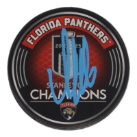 Aleksander Barkov Signed Panthers 2025 Stanley Cup Champions Logo Hockey Puck (Beckett) at PristineAuction.com