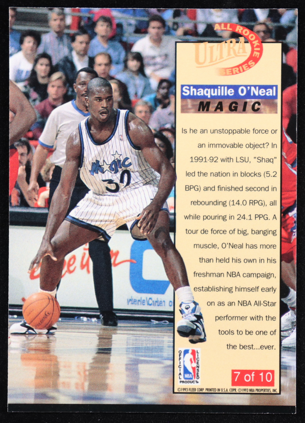 Shaquille O'Neal 1992-93 Ultra All-Rookies #7 RC at PristineAuction.com Shaquille O'Neal 1992-93 Ultra All-Rookies #7 RC at PristineAuction.com
