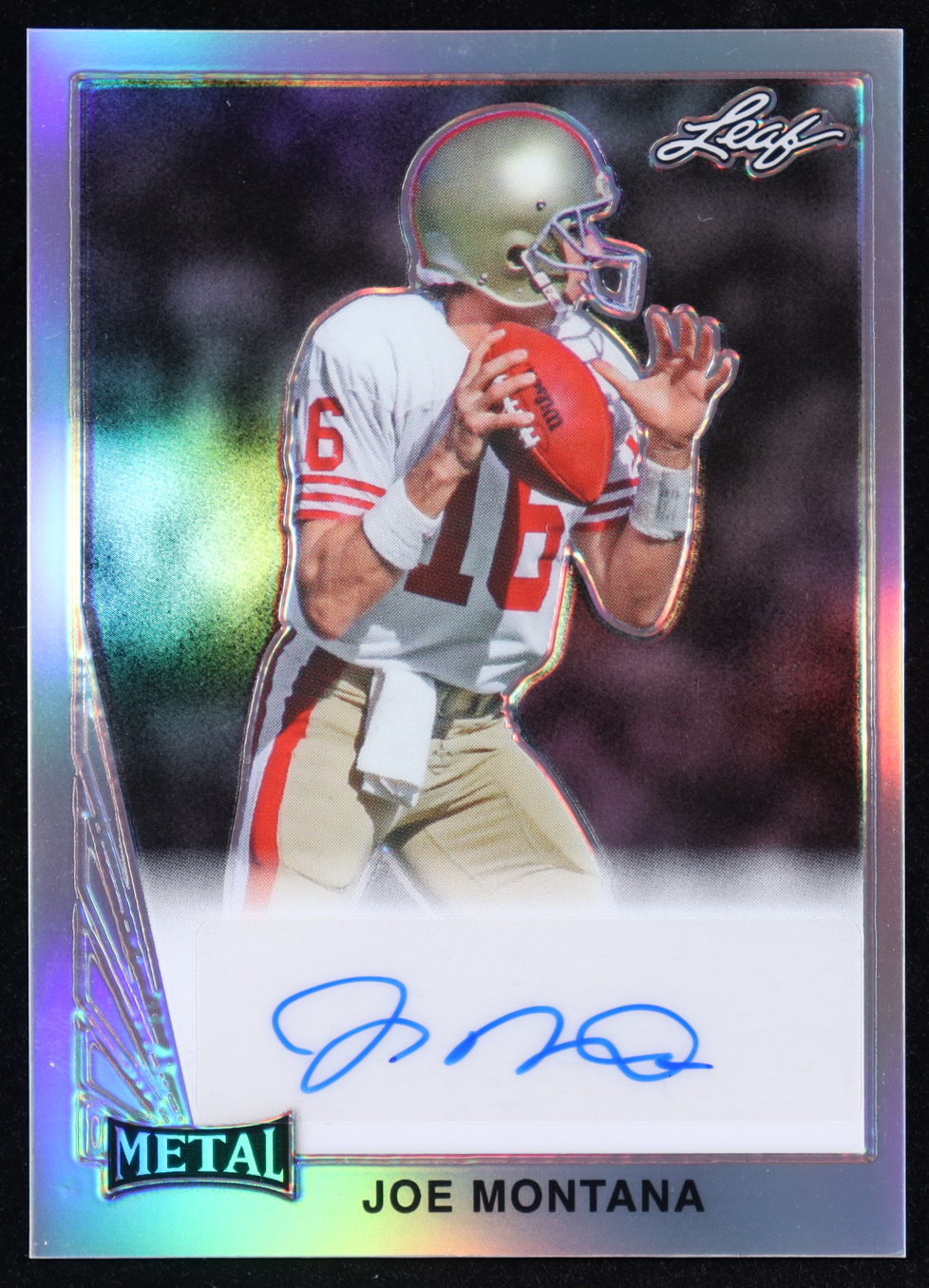 Joe Montana 2024 Leaf Metal '90 Leaf Autographs Prismatic Silver #90LJM4 #33/35 at PristineAuction.com Joe Montana 2024 Leaf Metal '90 Leaf Autographs Prismatic Silver #90LJM4 #33/35 at PristineAuction.com