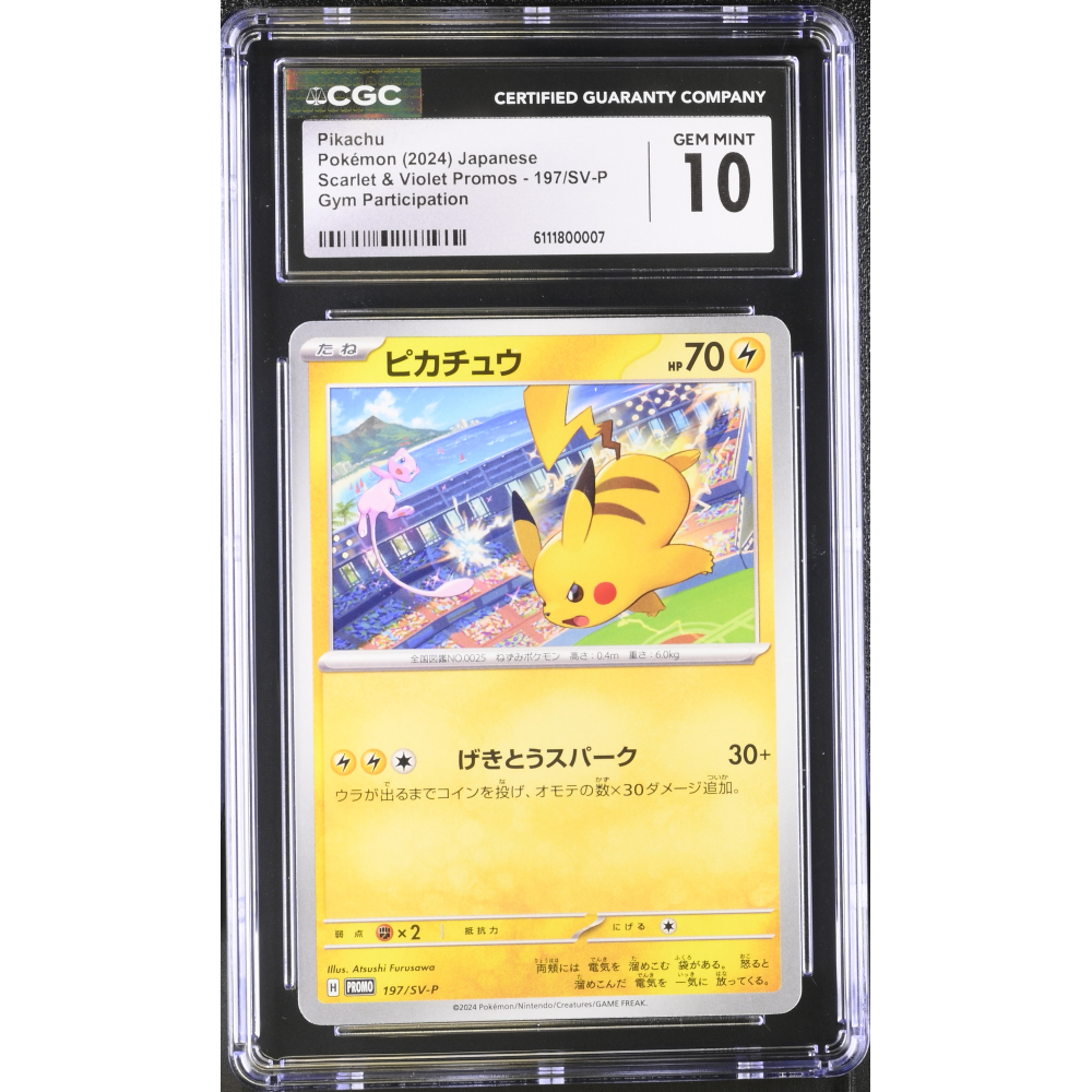 Pikachu 2024 Pokemon Scarlet & Violet Promos Gym Participation Japanese #197/SV-P (CGC 10) at PristineAuction.com