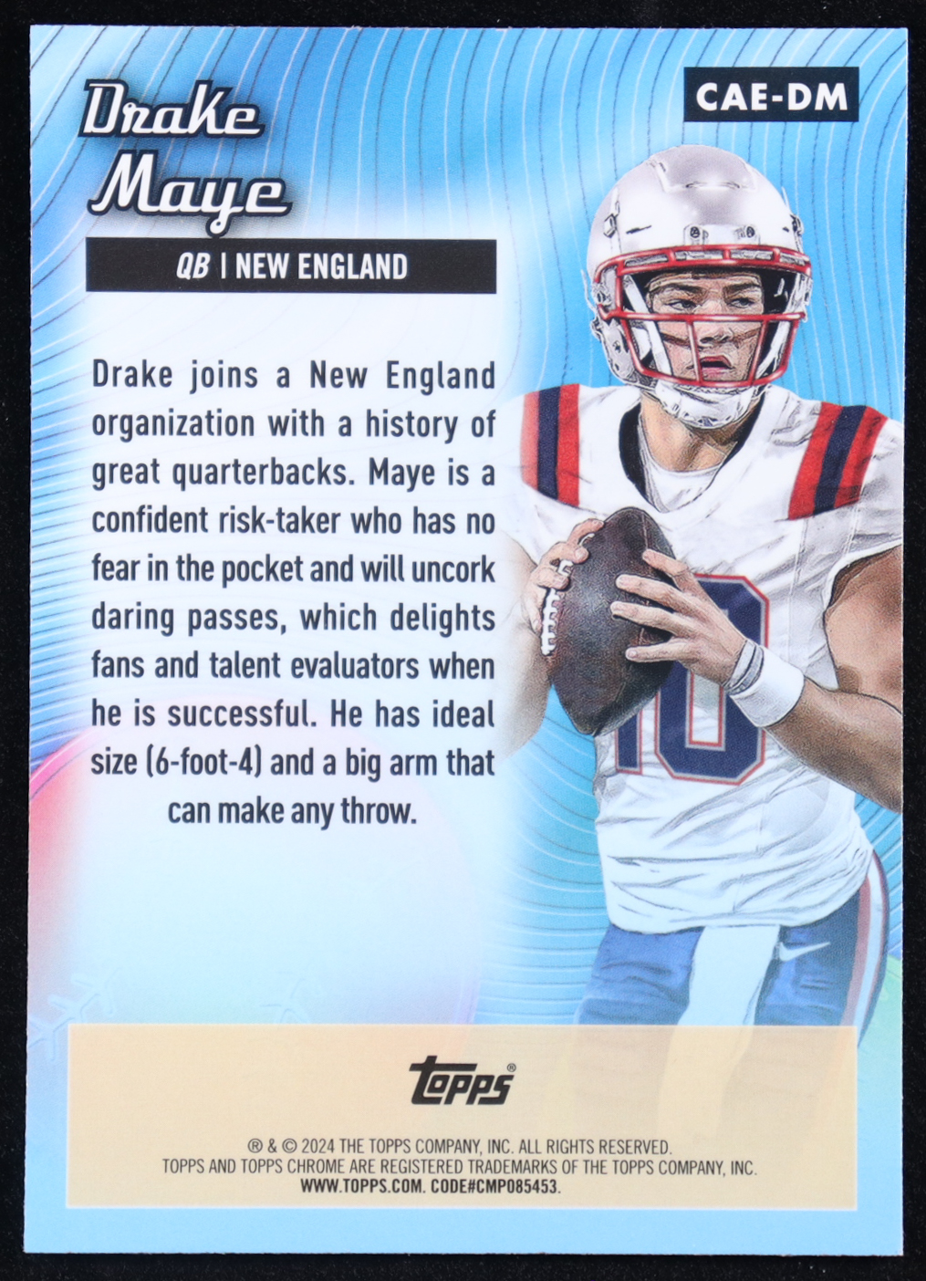 Drake Maye 2024 Topps Chrome All Etch #CAEDM RC at PristineAuction.com Drake Maye 2024 Topps Chrome All Etch #CAEDM RC at PristineAuction.com