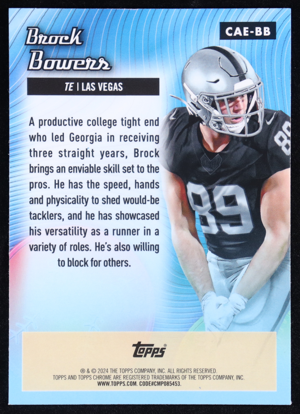 Brock Bowers 2024 Topps Chrome All Etch #CAEBB RC at PristineAuction.com Brock Bowers 2024 Topps Chrome All Etch #CAEBB RC at PristineAuction.com