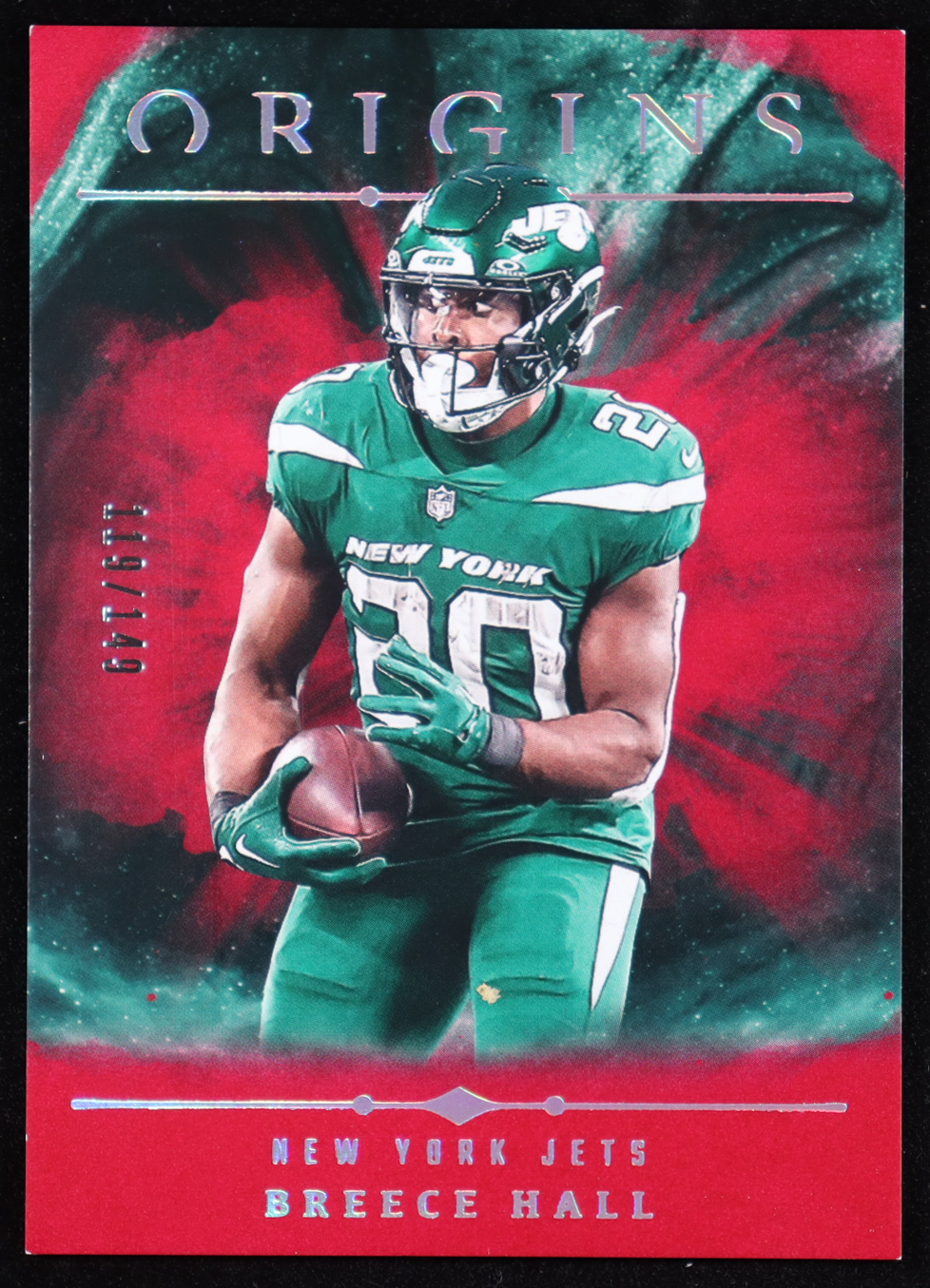 Breece Hall 2024 Panini Origins Red #71 #119/149 at PristineAuction.com Breece Hall 2024 Panini Origins Red #71 #119/149 at PristineAuction.com