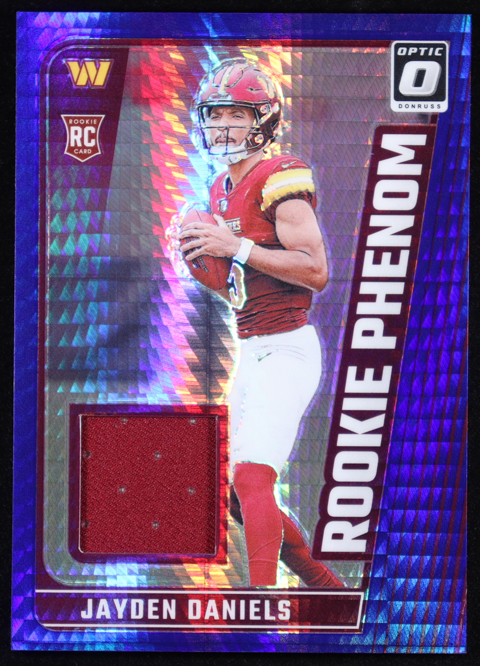 Jayden Daniels 2024 Donruss Optic Rookie Phenoms Blue Hyper #17 RC at PristineAuction.com Jayden Daniels 2024 Donruss Optic Rookie Phenoms Blue Hyper #17 RC at PristineAuction.com