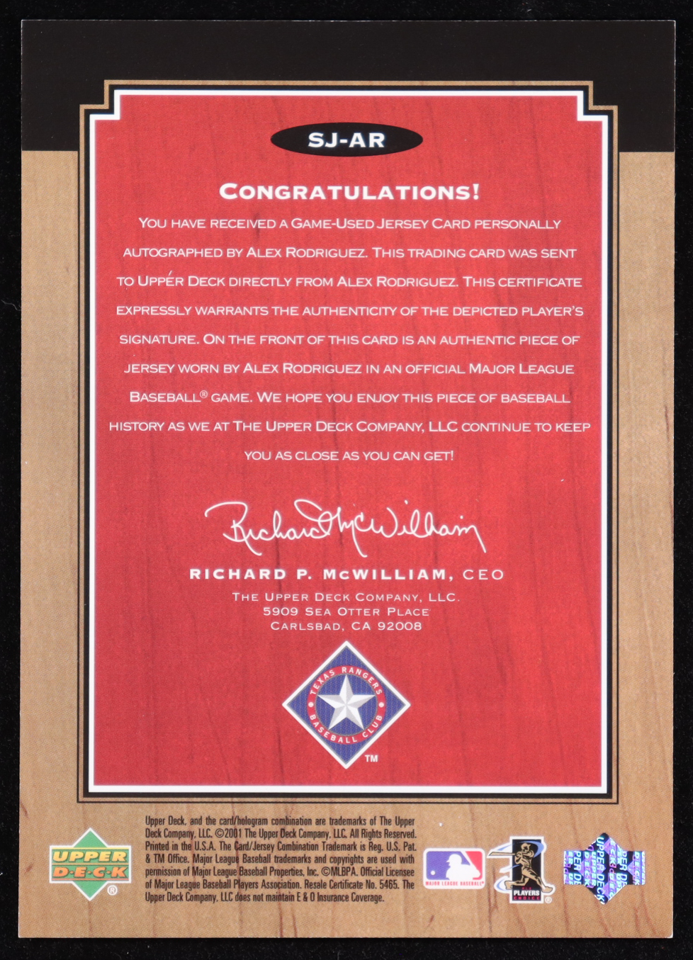 Alex Rodriguez 2001 Upper Deck Legends Legendary Game Jersey Autographs #SJAR at PristineAuction.com Alex Rodriguez 2001 Upper Deck Legends Legendary Game Jersey Autographs #SJAR at PristineAuction.com