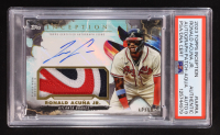 Ronald Acuna Jr. 2023 Topps Inception Autographs Patch Aqua Player-Worn #IAPRA #47/50 (PSA Authentic | Autograph Graded PSA 9) at PristineAuction.com