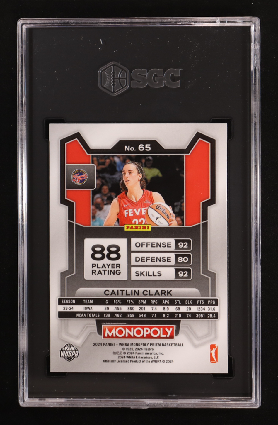 Caitlin Clark 2024 Panini Prizm Monopoly WNBA #65 RC (SGC 10) at PristineAuction.com Caitlin Clark 2024 Panini Prizm Monopoly WNBA #65 RC (SGC 10) at PristineAuction.com