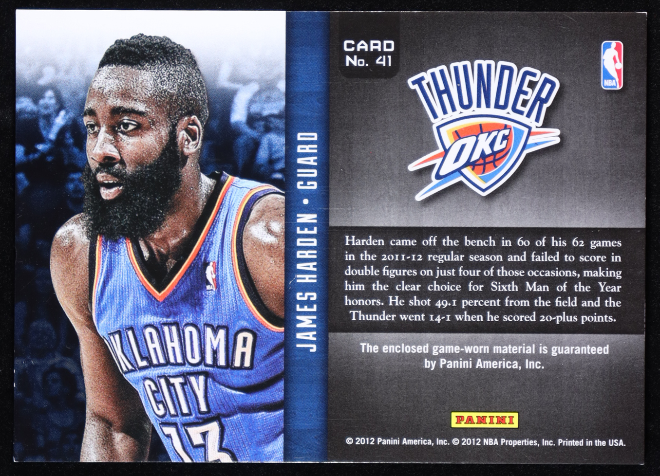 James Harden 2012-13 Prestige Inside the Numbers Materials #41 at PristineAuction.com James Harden 2012-13 Prestige Inside the Numbers Materials #41 at PristineAuction.com