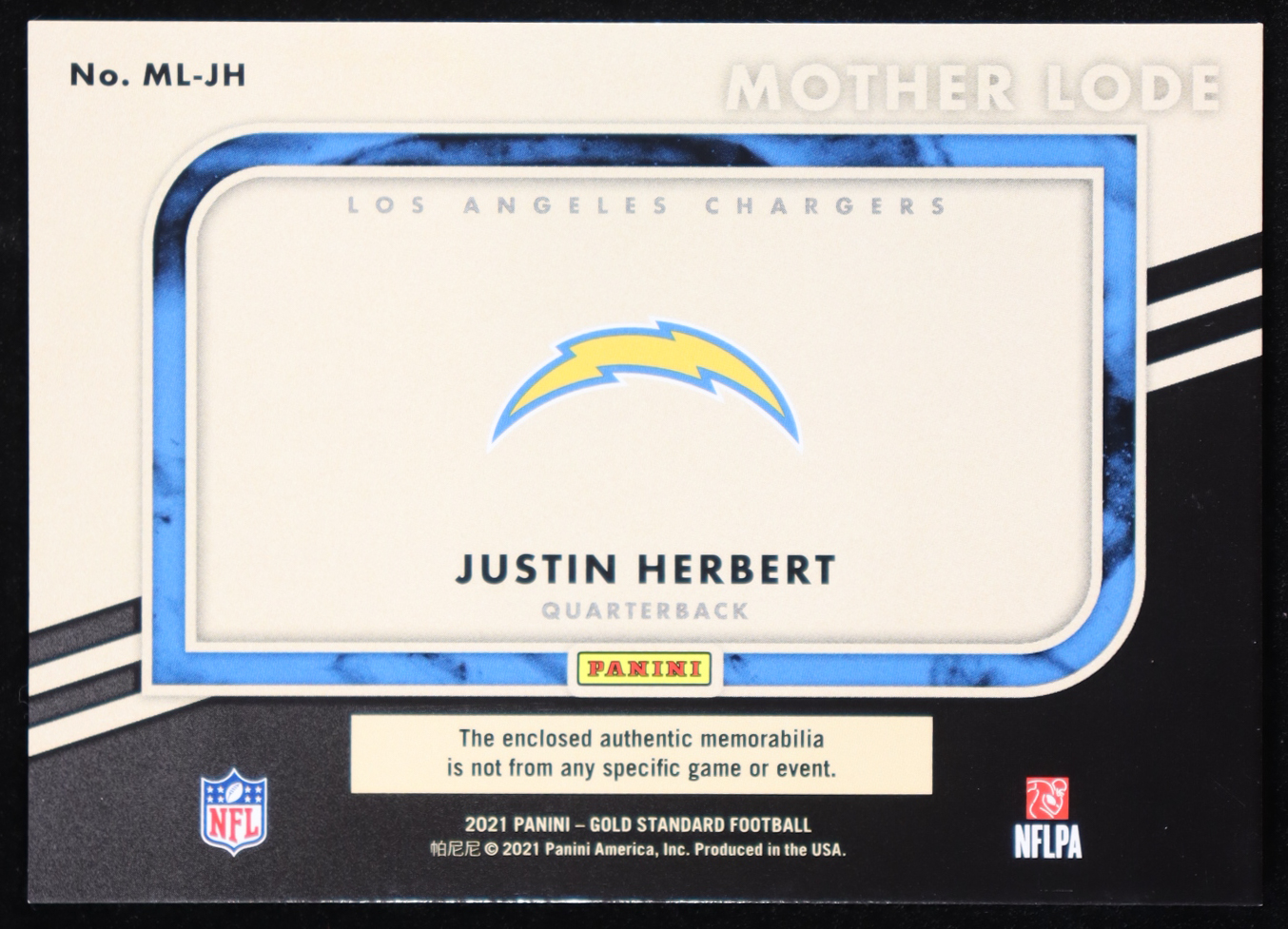 Justin Herbert 2021 Panini Gold Standard Mother Lode Materials #2 #242/299 at PristineAuction.com Justin Herbert 2021 Panini Gold Standard Mother Lode Materials #2 #242/299 at PristineAuction.com