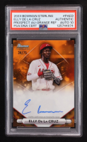 Elly De La Cruz 2023 Bowman Sterling Prospect Autographs Orange Refractor #PAED #34/75 RC (PSA Authentic | Autograph Graded PSA 10) at PristineAuction.com