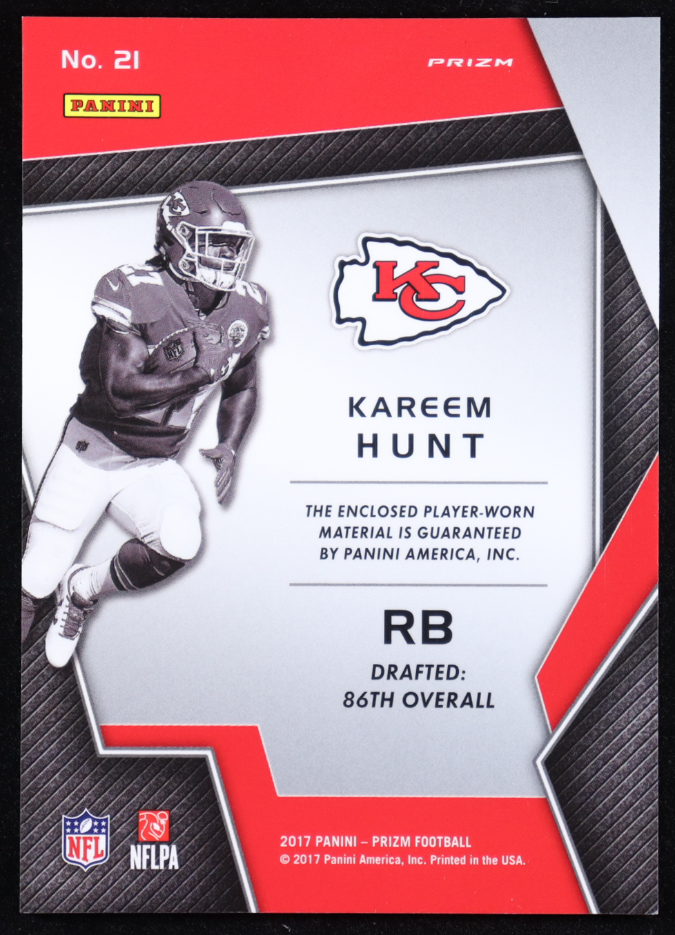 Kareem Hunt 2017 Panini Prizm Prizm Premier Jerseys Pink #21 RC at PristineAuction.com Kareem Hunt 2017 Panini Prizm Prizm Premier Jerseys Pink #21 RC at PristineAuction.com