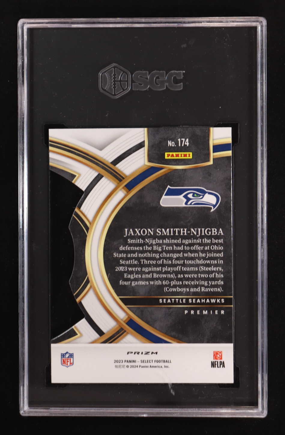 Jaxon Smith-Njigba 2023 Select Prizm Silver Die Cut #174 RC (SGC 10) at PristineAuction.com Jaxon Smith-Njigba 2023 Select Prizm Silver Die Cut #174 RC (SGC 10) at PristineAuction.com