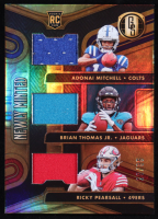 Brian Thomas Jr. / Ricky Pearsall / Adonai Mitchell 2024 Panini Gold Standard Newly Minted Memorabilia Triples #3 RC #29/99 at PristineAuction.com