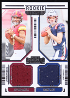 Drake Maye / Jayden Daniels 2024 Panini Contenders Rookie Ticket Dual Swatches #13 RC at PristineAuction.com
