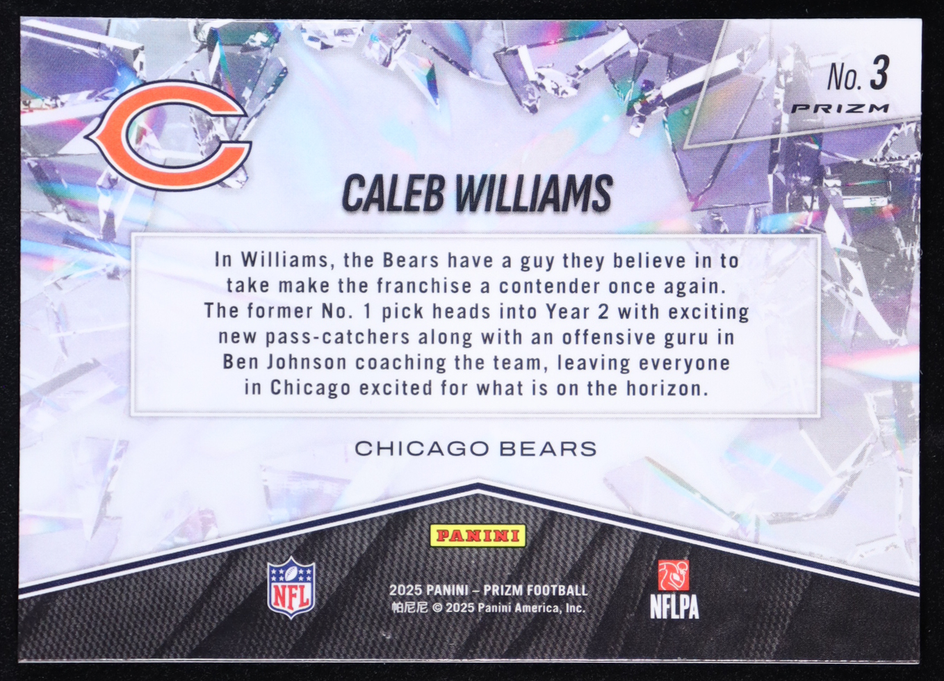 Caleb Williams 2025 Panin Prizm Break #3 at PristineAuction.com Caleb Williams 2025 Panin Prizm Break #3 at PristineAuction.com