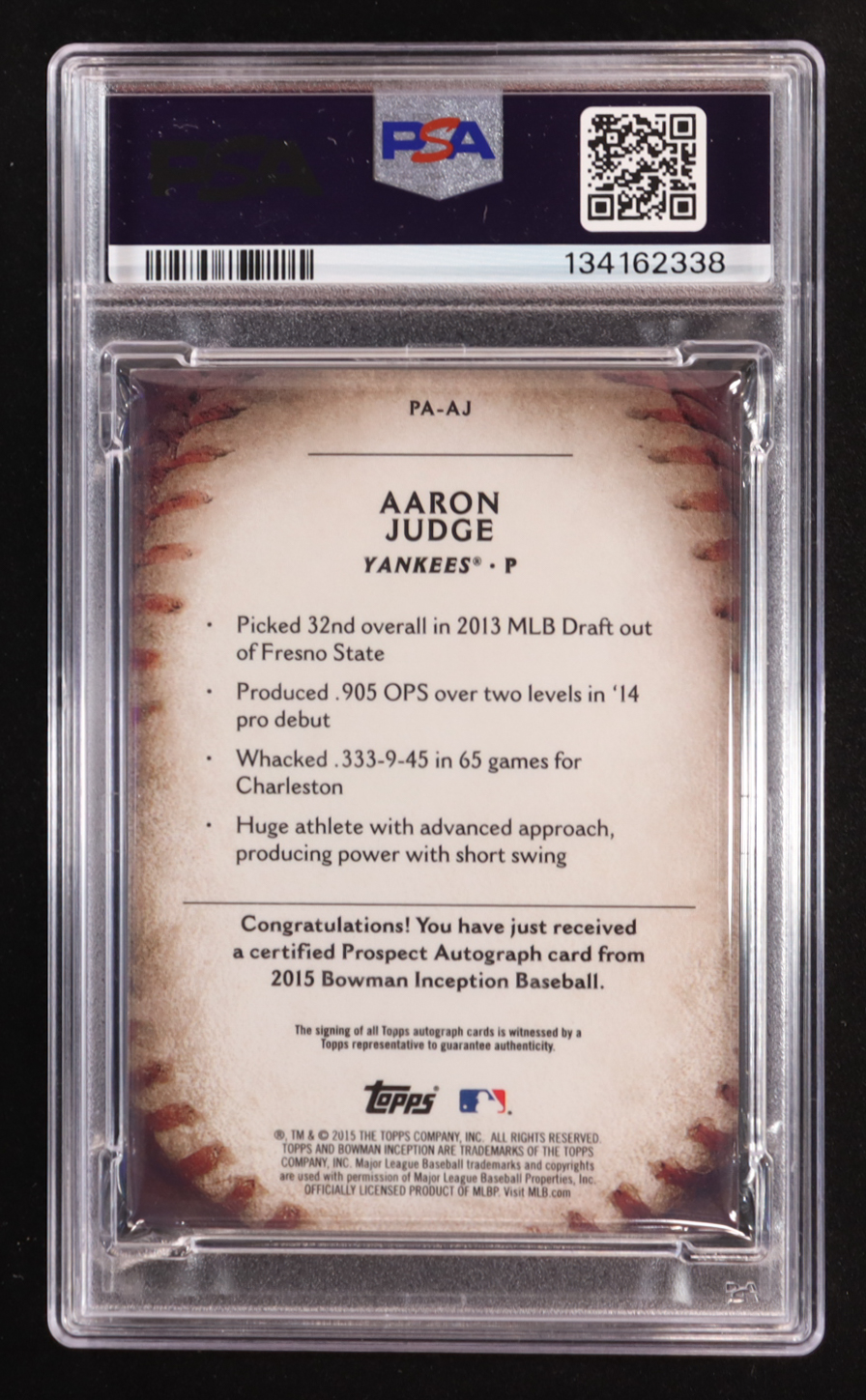 Aaron Judge 2015 Bowman Inception Prospect Autograph #PAAJ RC (PSA Authentic | Autograph Graded 10) at PristineAuction.com Aaron Judge 2015 Bowman Inception Prospect Autograph #PAAJ RC (PSA Authentic | Autograph Graded 10) at PristineAuction.com