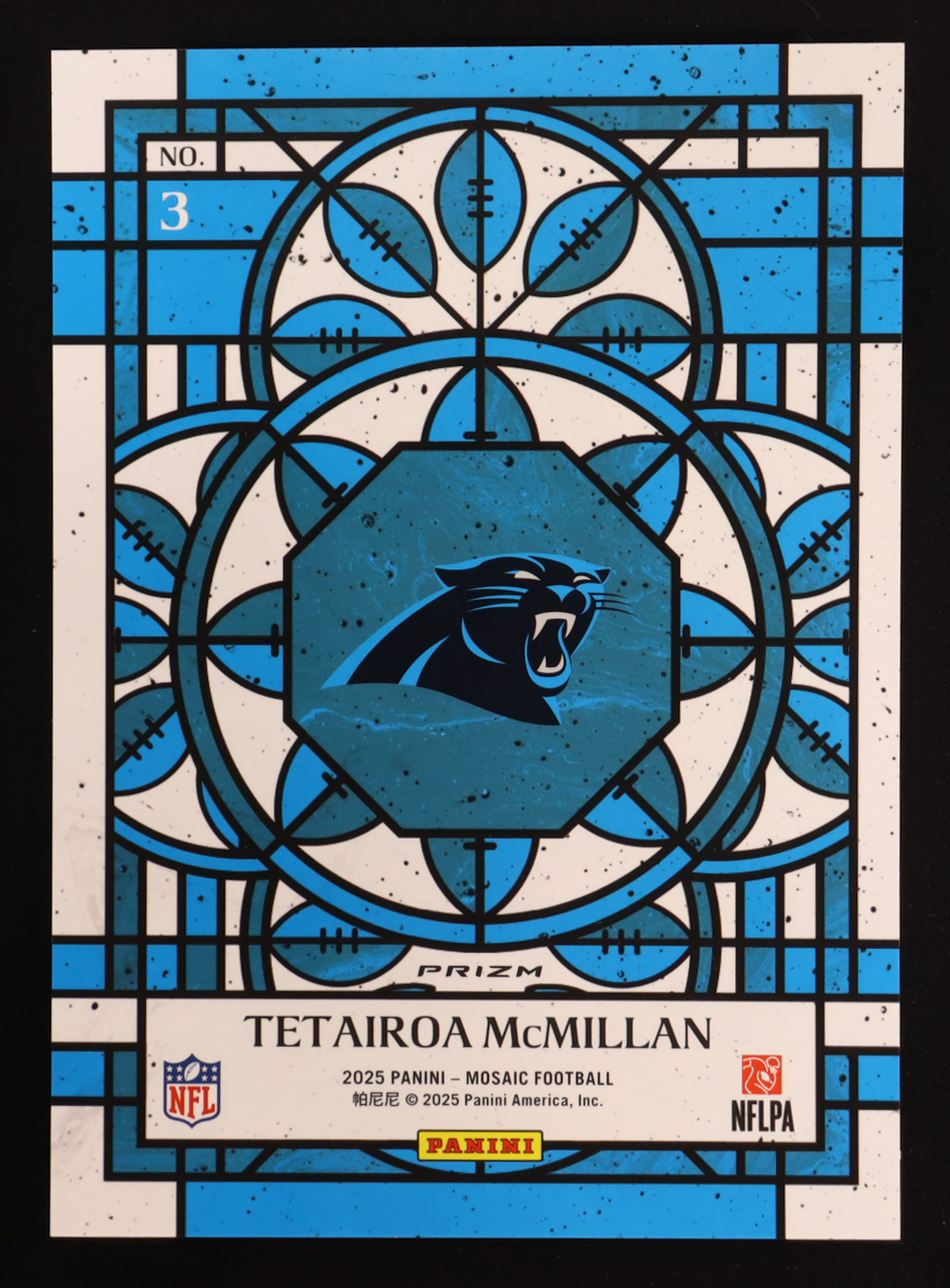 Tetairoa McMillan 2025 Panini Mosaic Stained Glass Oversized #3 RC at PristineAuction.com Tetairoa McMillan 2025 Panini Mosaic Stained Glass Oversized #3 RC at PristineAuction.com